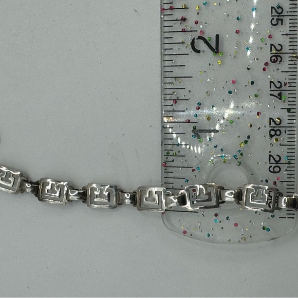 Sterling silver link bracelet geometric design 7.25” - Picture 4 of 9